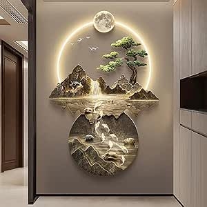 Wall Sculpture with LED Backlit Mountain Landscape 3D Relief