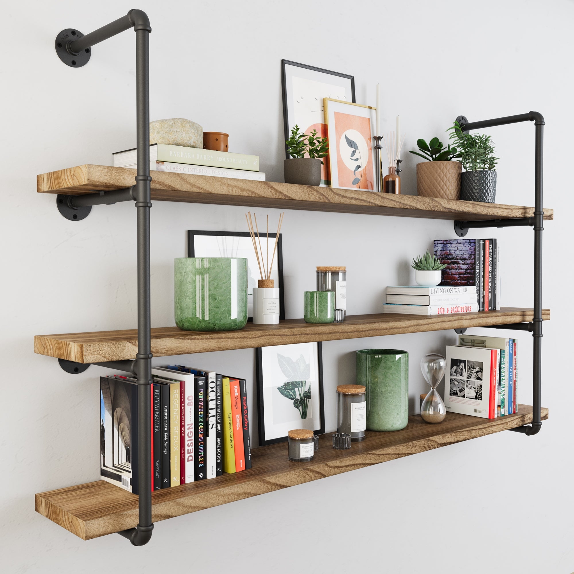 Wall Shelf Industrial Pipe Shelving with Long Span Planks