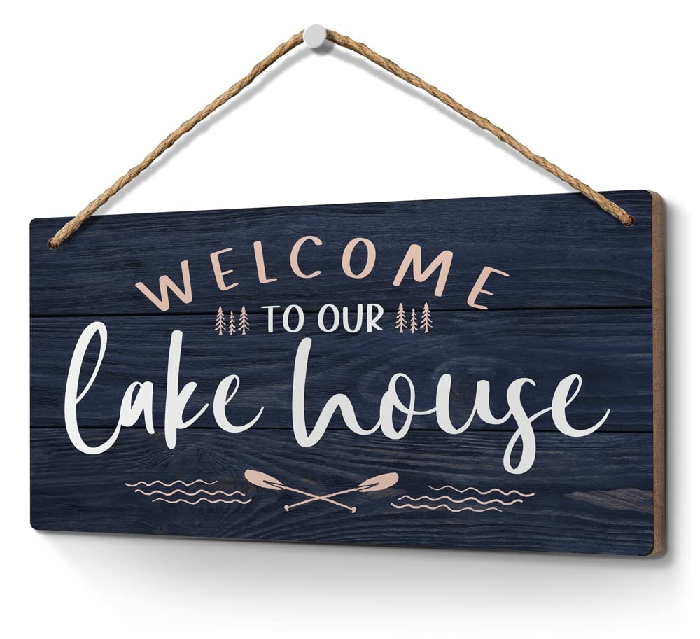 Wall Sign Navy Wood Grain Rustic Cabin Wall Art Sign