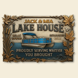 Wall Sign Relief Detailing Pontoon Boat Wall Art