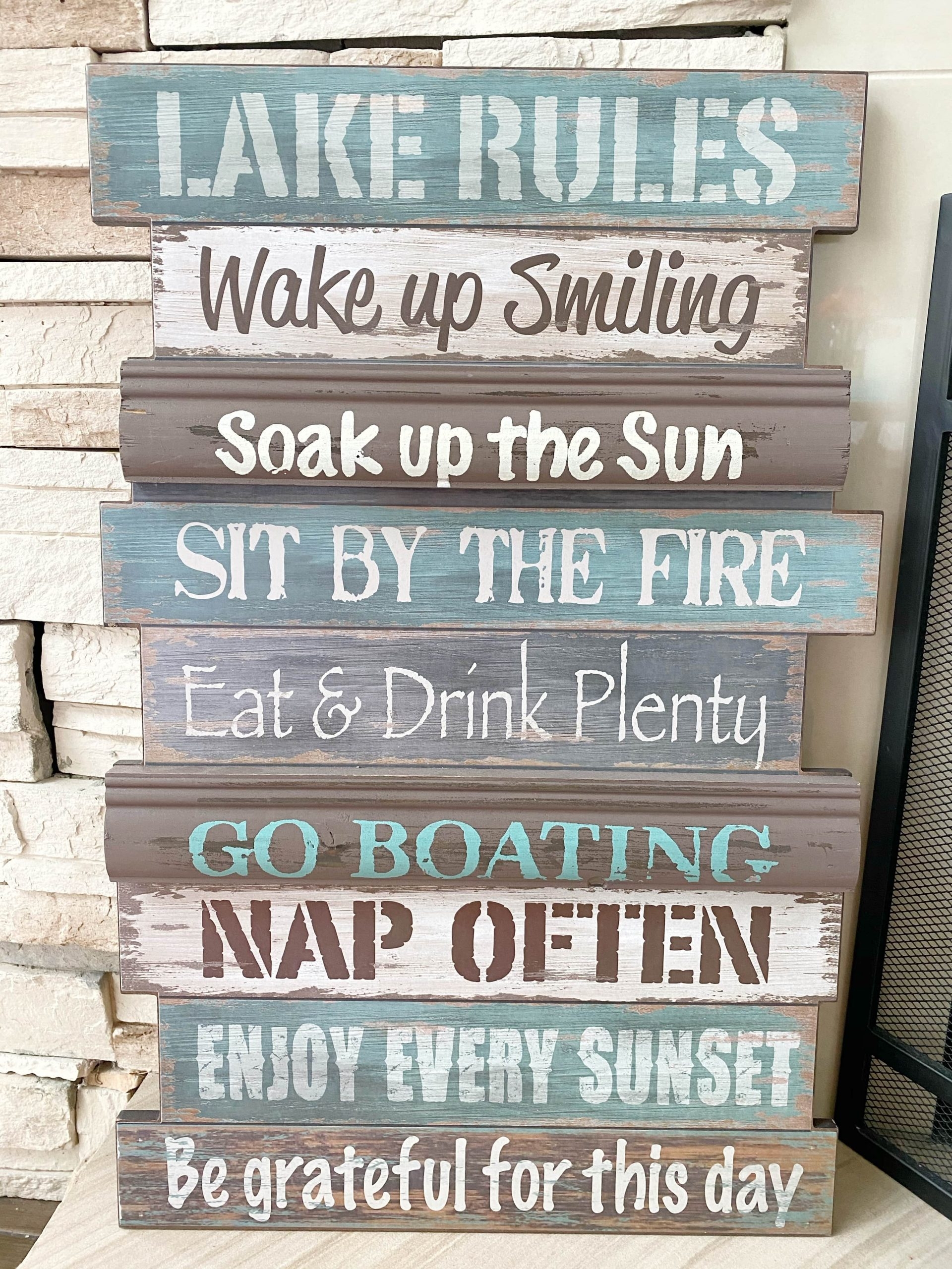 Wall Sign Stacked Slats Distressed Wood Wall Decor