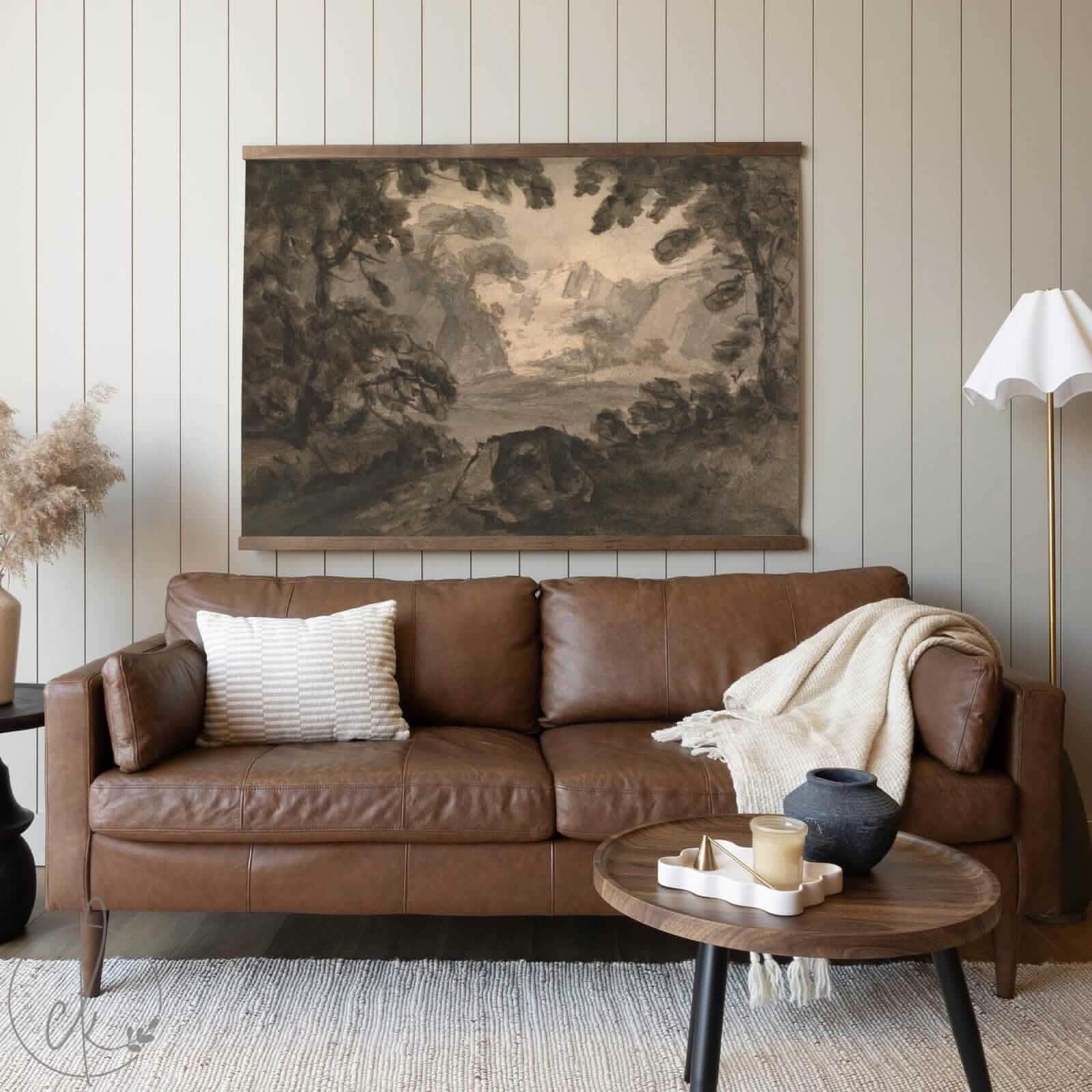 Wall Tapestry: Oversized Format Landscape Wooden Hanging Bars
