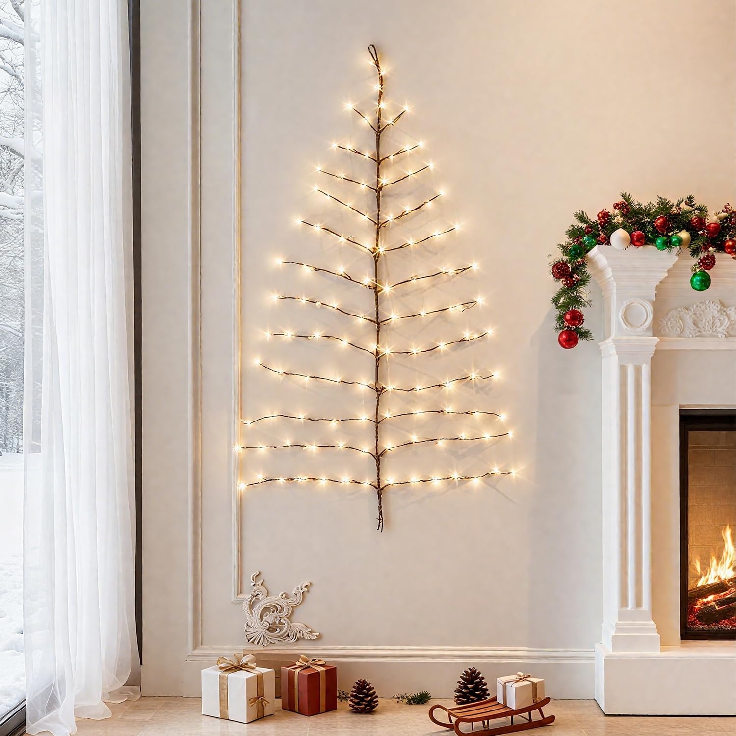 Wall Tree Lighted Branch Design with Warm White Glow