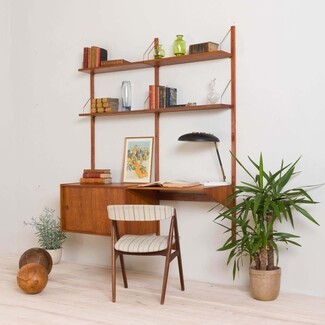Wall Unit in Teak Brown for Danish Modern Modular Workspaces