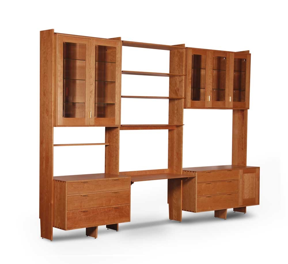 Wall Unit with Visible Joinery and Modular Cherry Storage