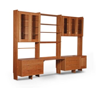 Wall Unit with Visible Joinery and Modular Cherry Storage