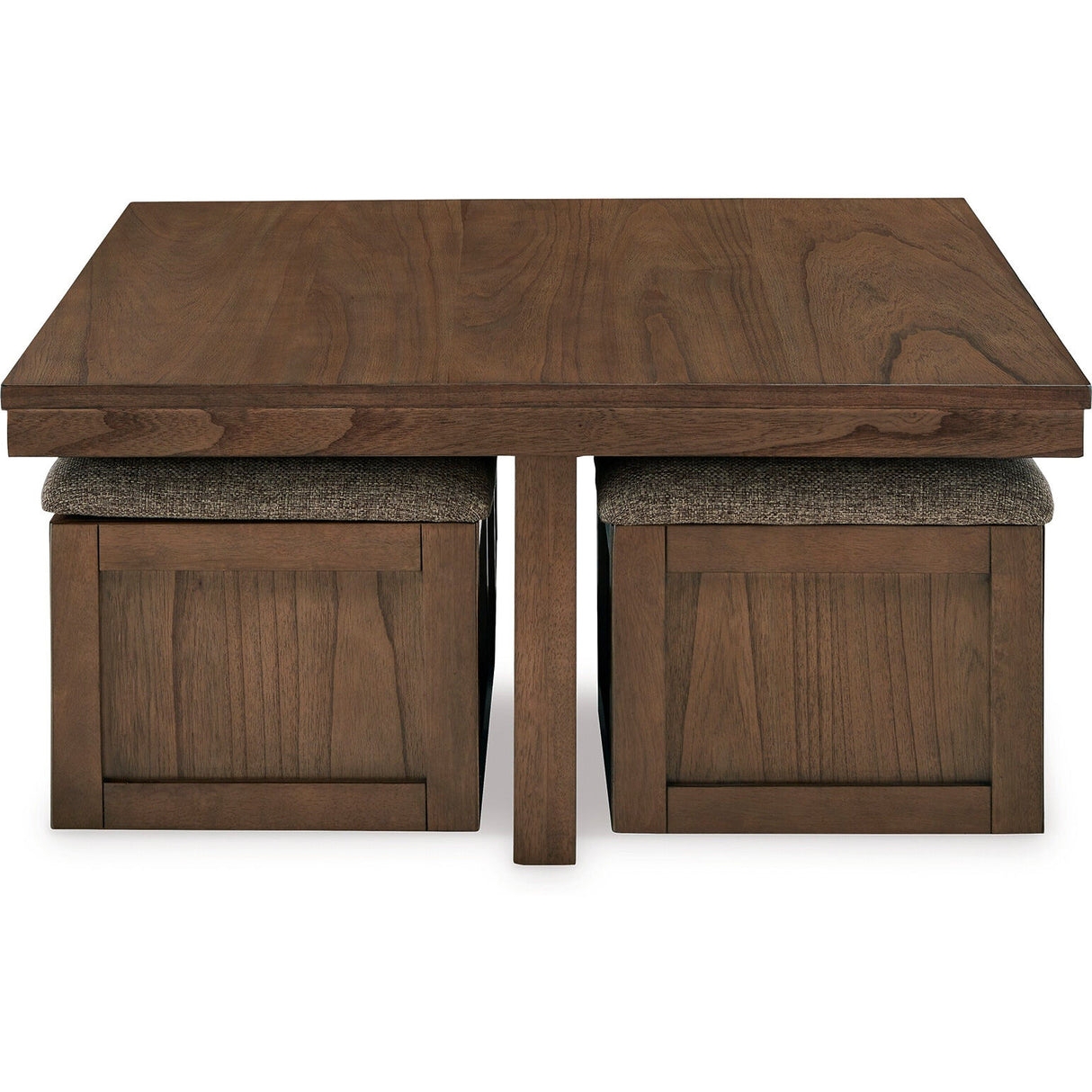 Walnut Coffee Table Set including Recessed Panel Stools