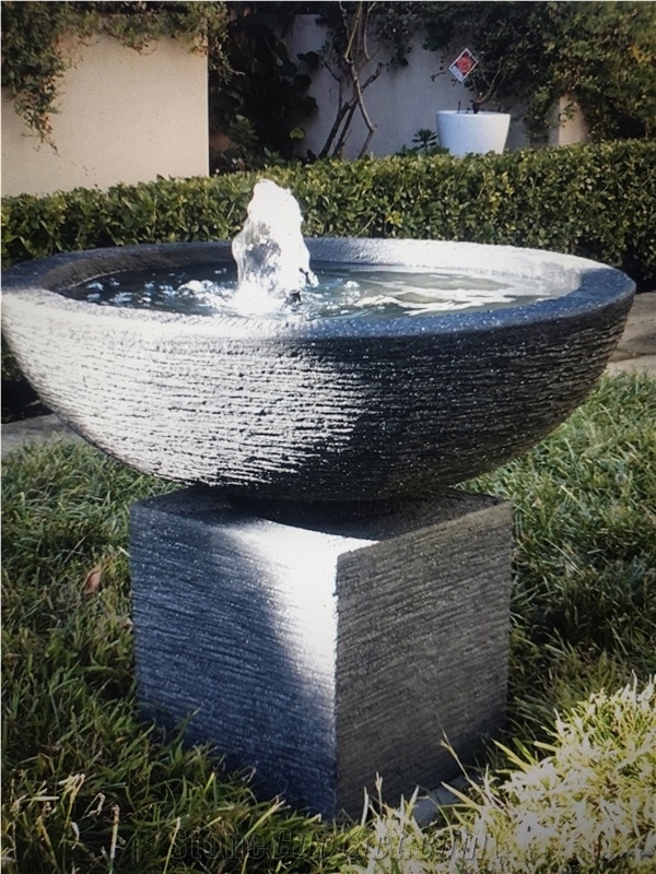 Water Feature Ribbed Elliptical Bowl for Contemporary Gardens