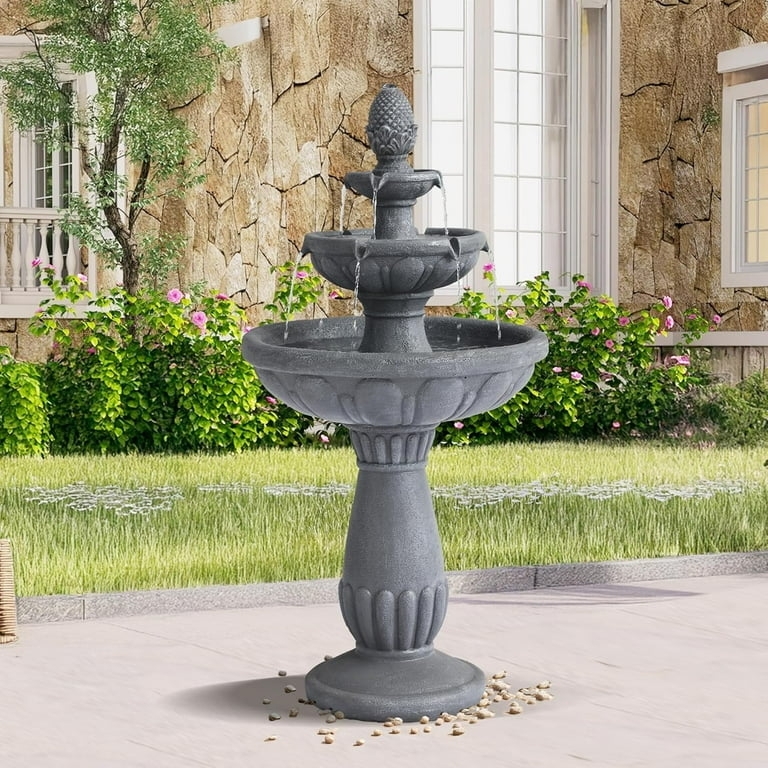 Water Fountain Pineapple Finial on Italian Style Roman Pillar