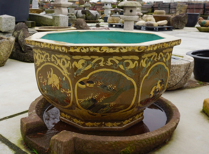 Water Pot Teal Interior Octagonal Traditional Mizubachi