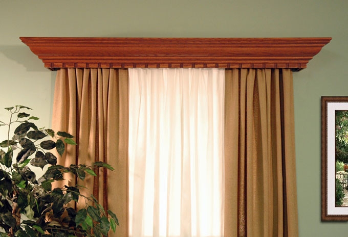 Window Cornice: Cherry Wood Dentil Molding Classic Valance