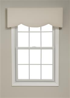 Window Cornice: Ivory Upholstered Fabric Scalloped Edge Valance