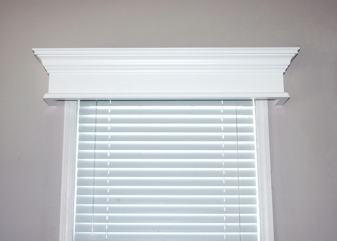 Window Cornice: White Architectural Crown Molding Design Valance
