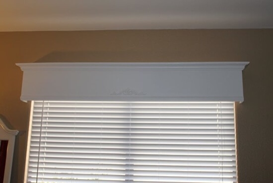 Window Cornice: White Scroll Applique Classic Wood Valance Box