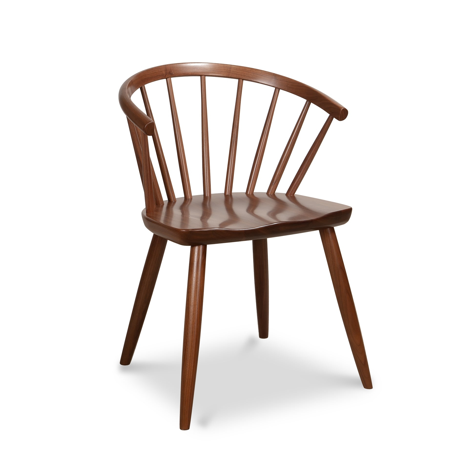 Windsor Chair: Walnut Spindle Back Sculpted Seat Rail