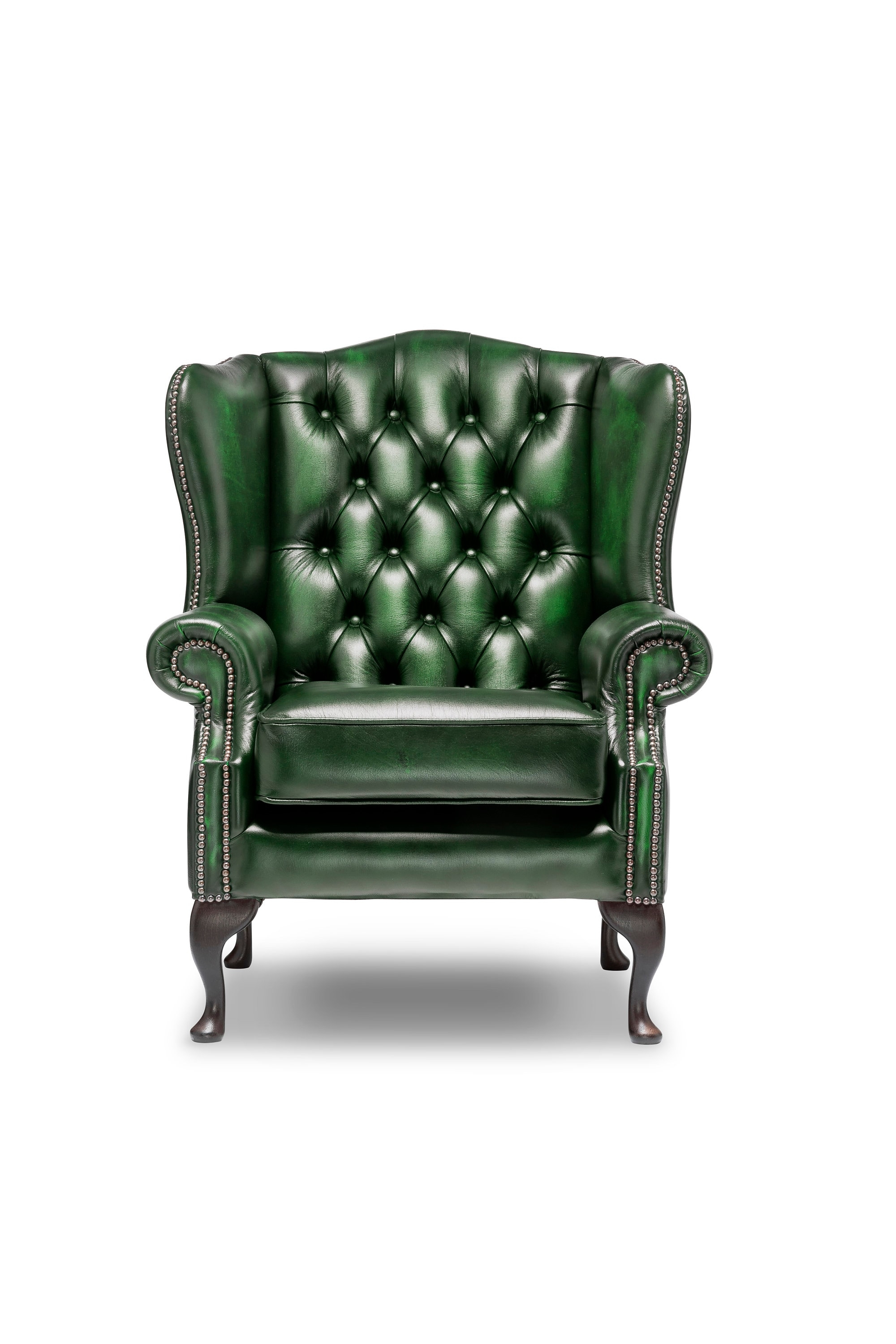 Wingback Chair Antique Studded Trim Library Seating