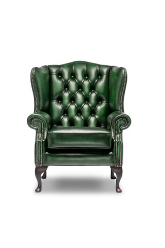 Wingback Chair Antique Studded Trim Library Seating