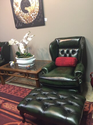 Wingback Chair Set Antique Tufted Ottoman Seating