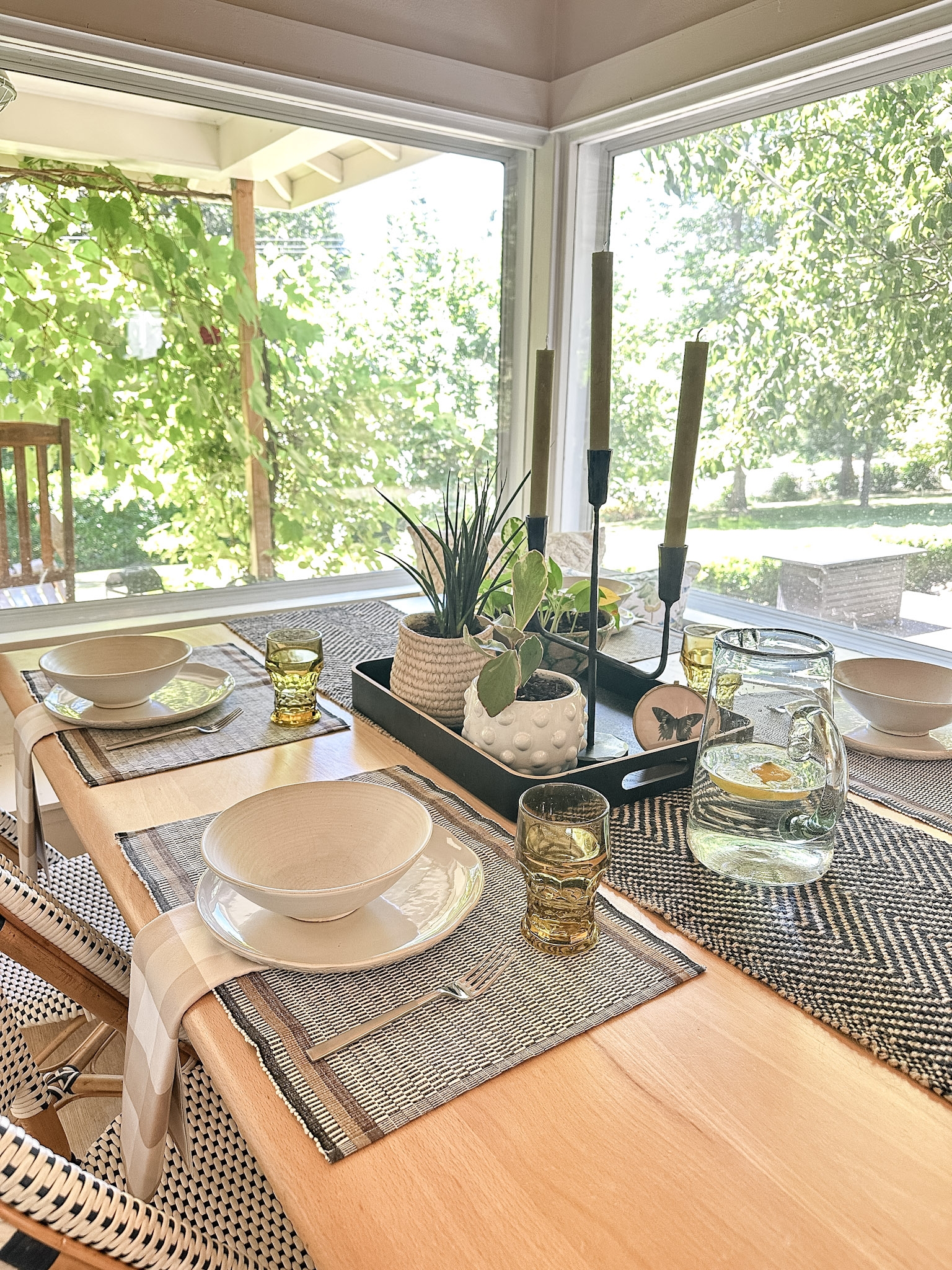 Woven Placemat: Herringbone Table Runner Styling and Texture