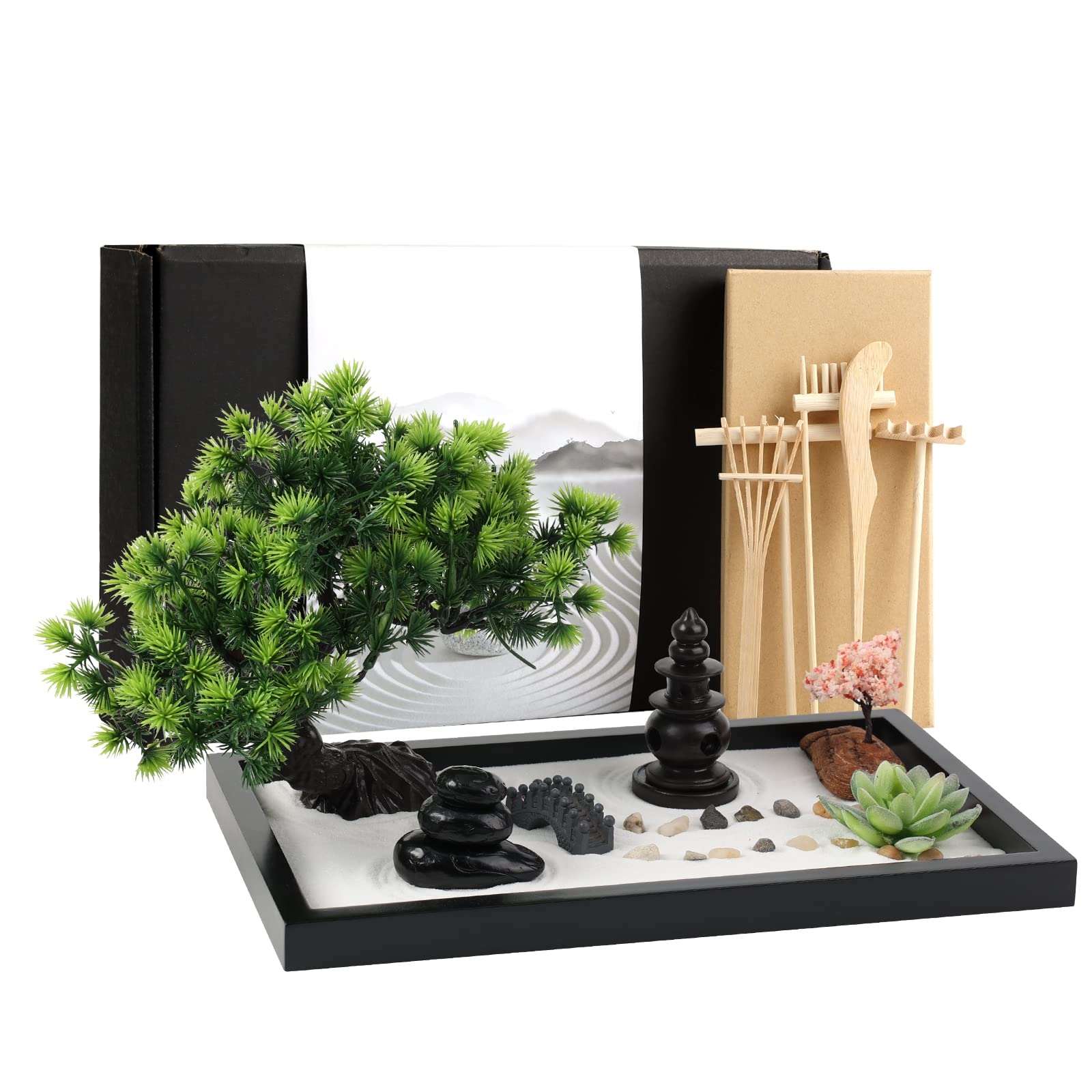 Zen Garden Kit Multi Tool Set With Artificial Foliage