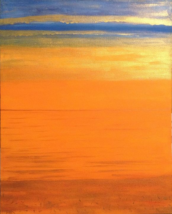 Abstract Painting Horizontal Composition Orange Sunset Theme