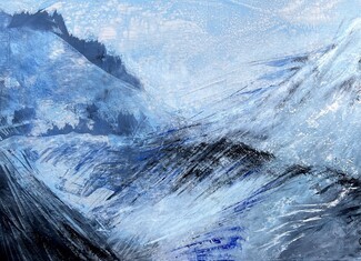 Abstract Painting: Ice Blue Brushed Aluminum Alpine Art