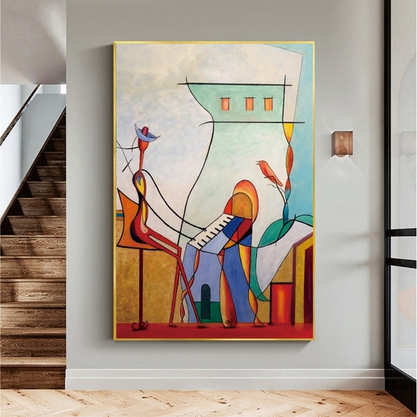 Abstract Wall Art Cubist Portrait in Modern Vibrant Multicolor