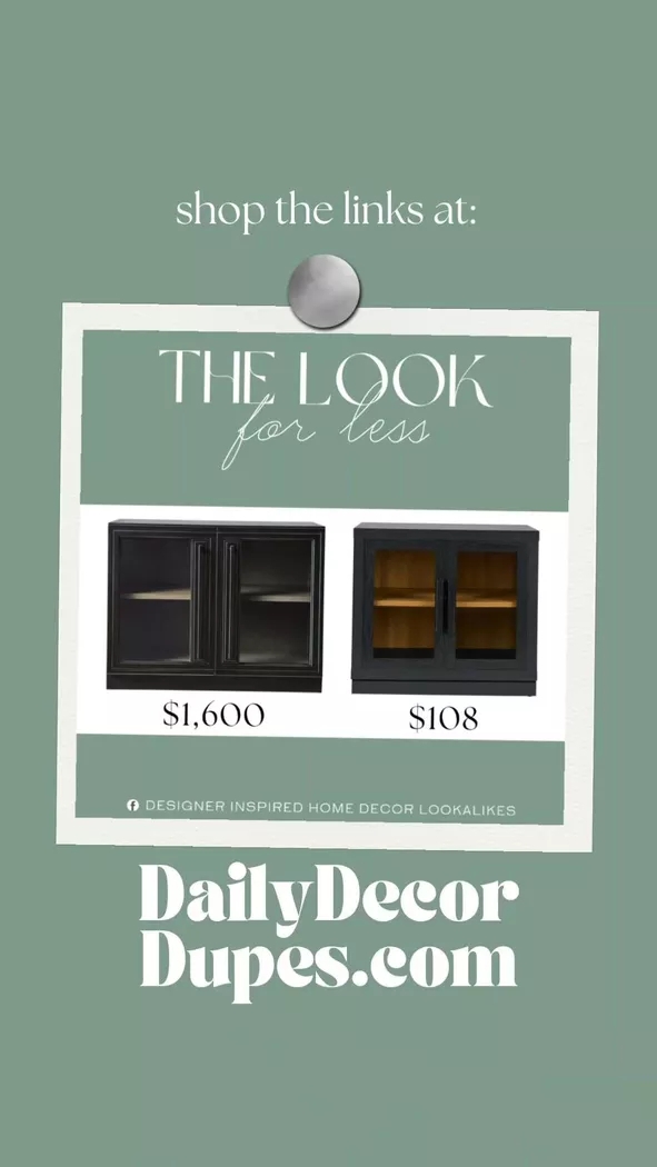 Accent Cabinet with Glass Front Doors Black Furniture Dupe