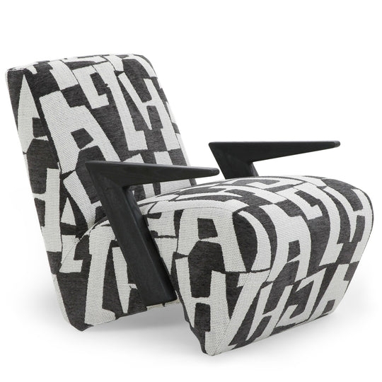 Accent Chair Angular Arms Abstract Print Low Profile Seating