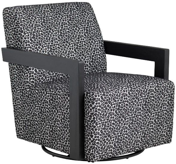 Accent Chair Animal Print Black Block Arms Bold Graphic Swivel