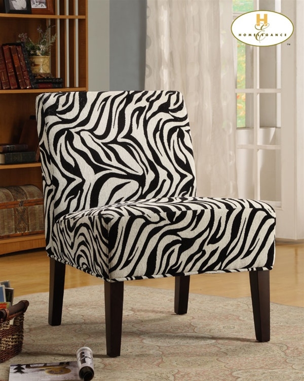 Accent Chair Armless Lounge Design Wild Zebra Print Slipper