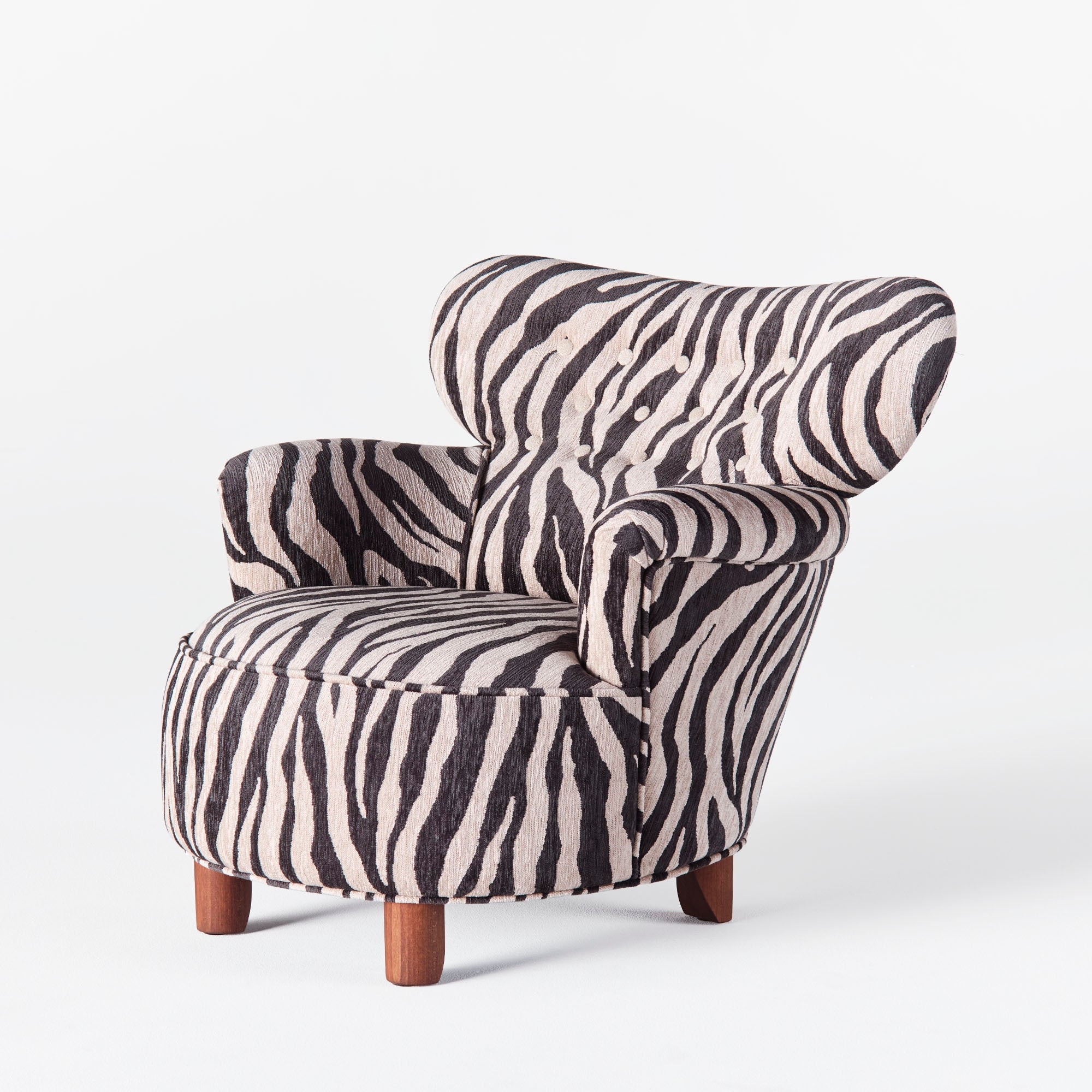 Accent Chair Button Tufting Curved Wingback Statement Seating