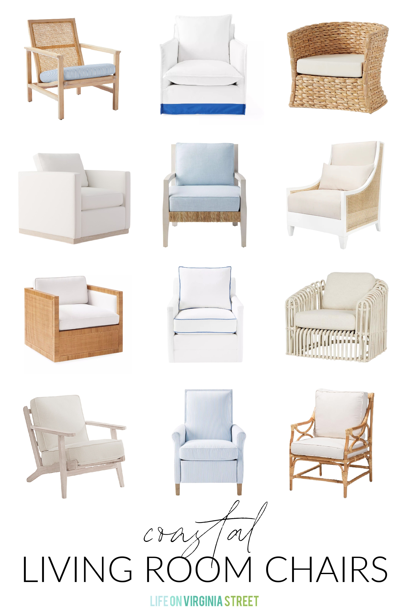 Accent Chair Cane Webbing Piped Edges Coastal Accent Chairs
