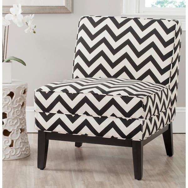 Accent Chair Chevron Pattern Armless Zig Zag High Contrast