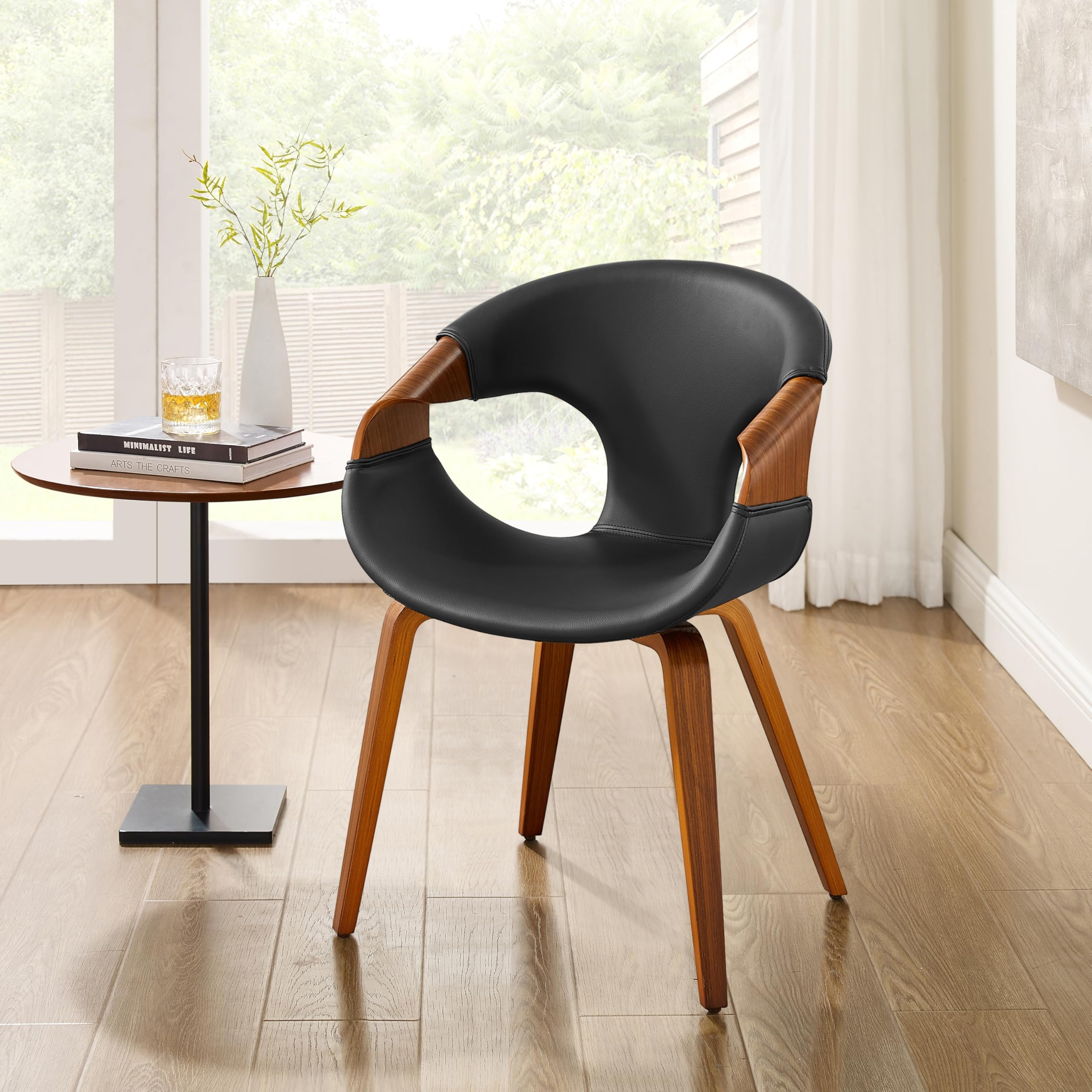 Accent Chair Circular Cutout wood veneer black seat