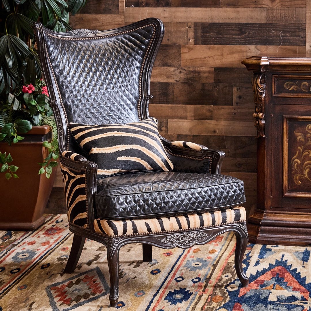 Accent Chair Diamond Quilted Carved Wood French Country Chair