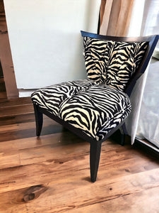 Accent Chair Flared Backrest Dark Wood Frame Safari Seating