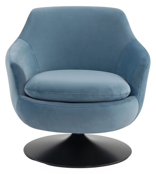Accent Chair in Dusty Blue with Trumpet Pedestal Base