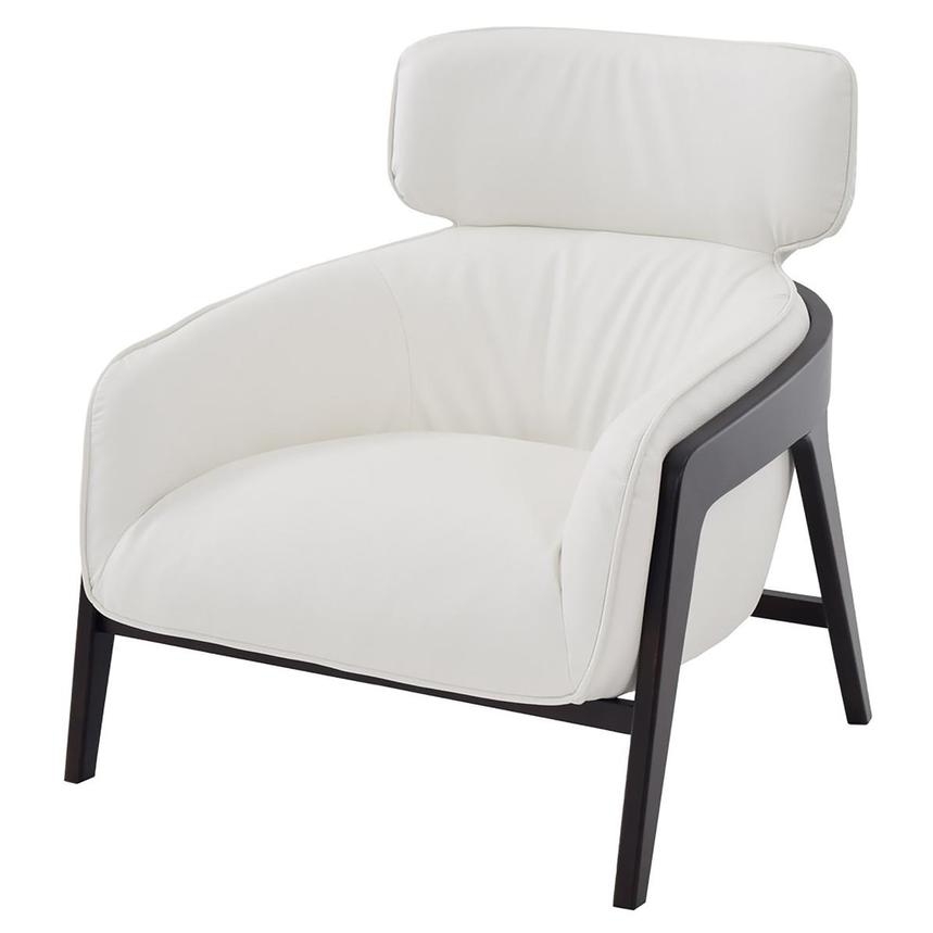 Accent Chair Integrated Headrest Dark Frame Contemporary White