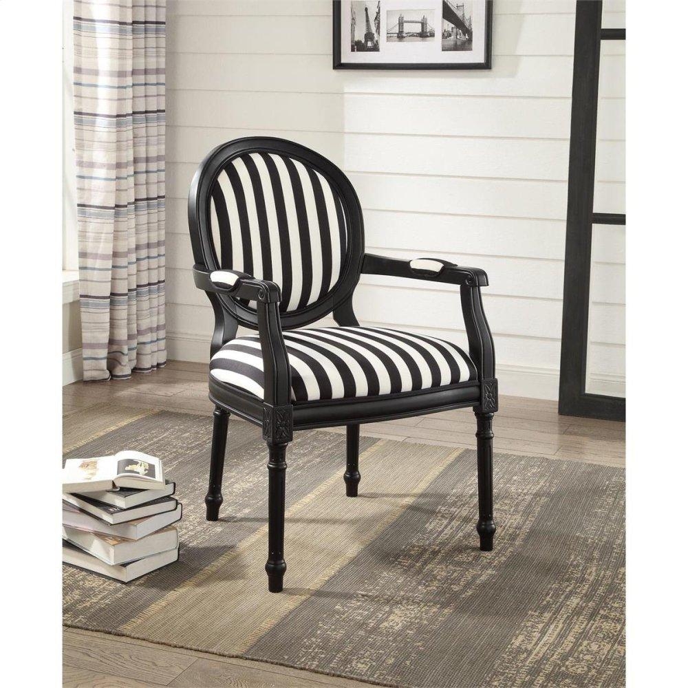Accent Chair Oval Back Fluted Legs Black And White Stripes