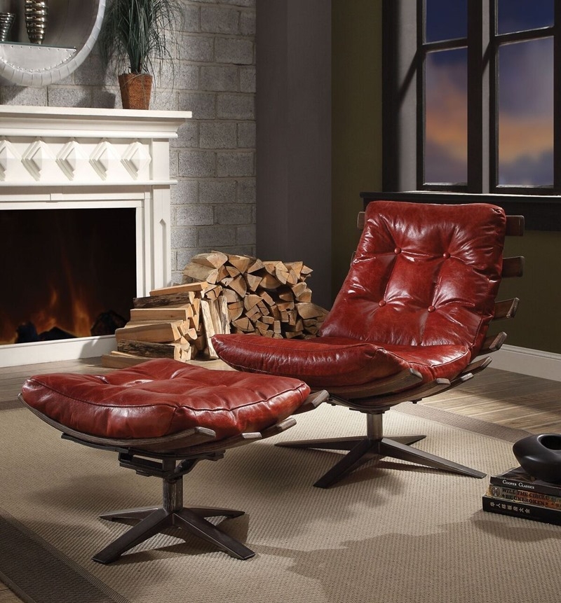 Accent Chair Ribbed Wood Frame Industrial Swivel Set
