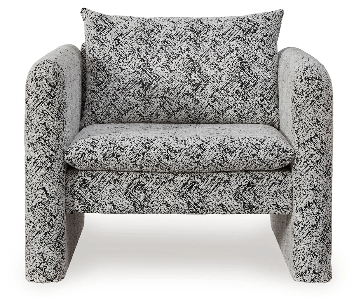 Accent Chair Scribbled Pattern Slab Arms Chunky Lounge Chair