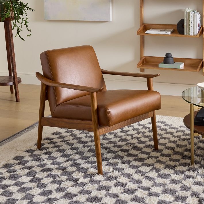 Accent Chair Show Wood Frame saddle brown lounge seating