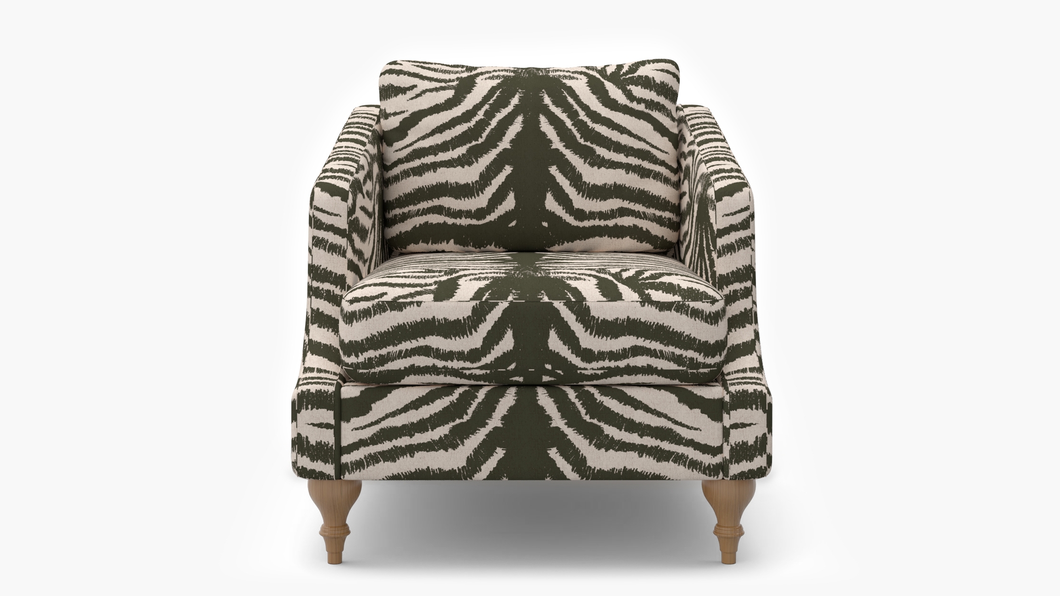 Accent Chair Slope Arm Turned Wood Legs Piped Seams Decor