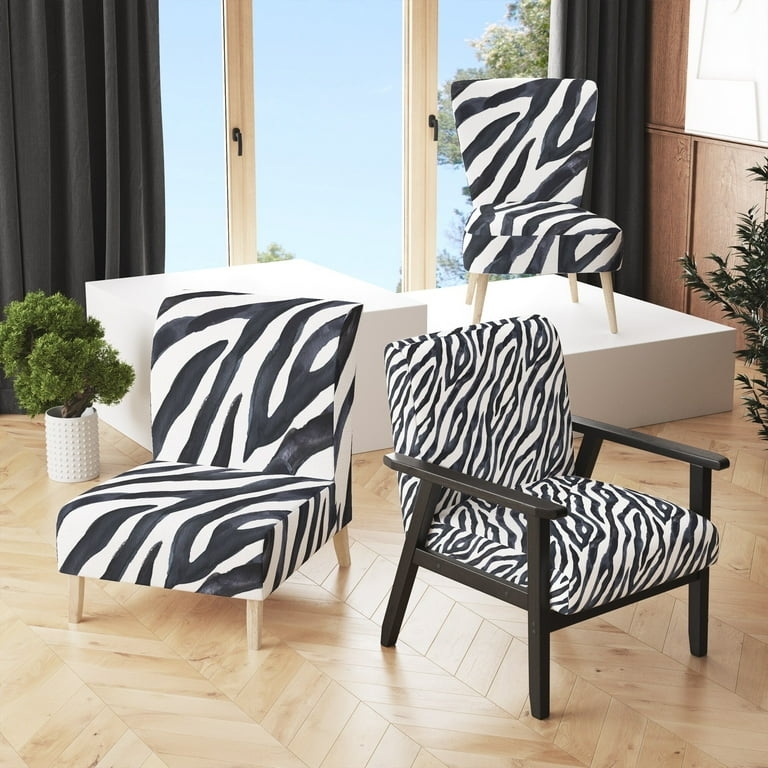 Accent Chair Tapered Legs Black And White Monochrome Seating