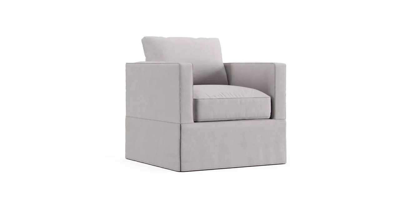 Accent Chair Track Arms Slipcovered Gray Armchair
