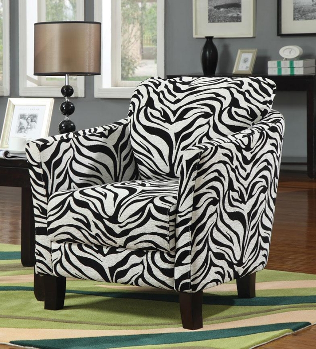 Accent Chair Track Arms Tapered Legs Black And White Print