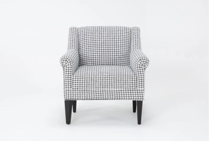 Accent Chair Tuxedo Back Rolled Arms Black White Houndstooth