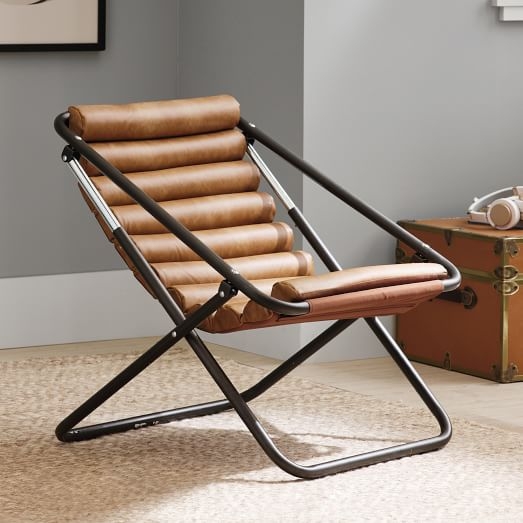Accent Chair with Channeled Upholstery and X-Frame Base
