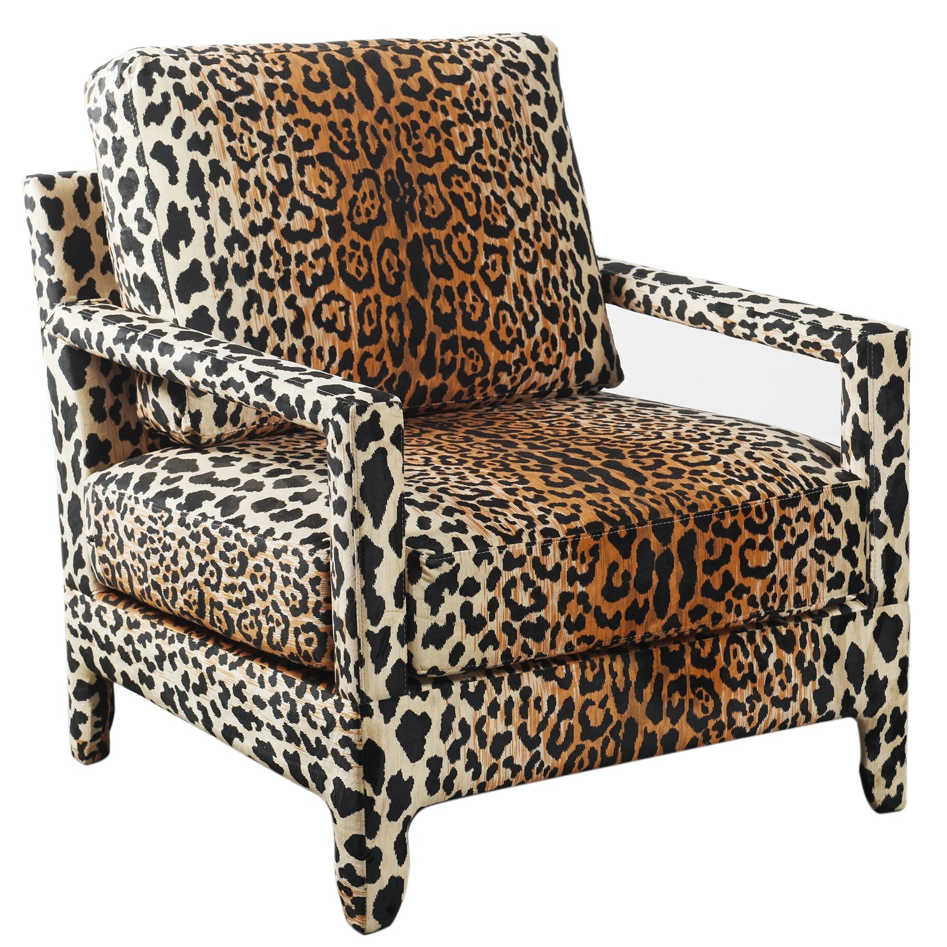 Accent Chair with Fully Upholstered Legs and Modern Cheetah Chair